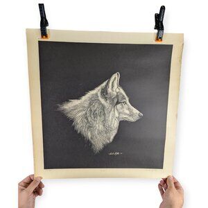Vintage 1983 Wade Loftin Timber Wolf Poster Size Print 21.5" x 22" Plate #1